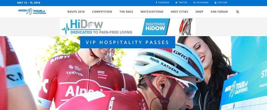 HiDow International Amgen Tour Website